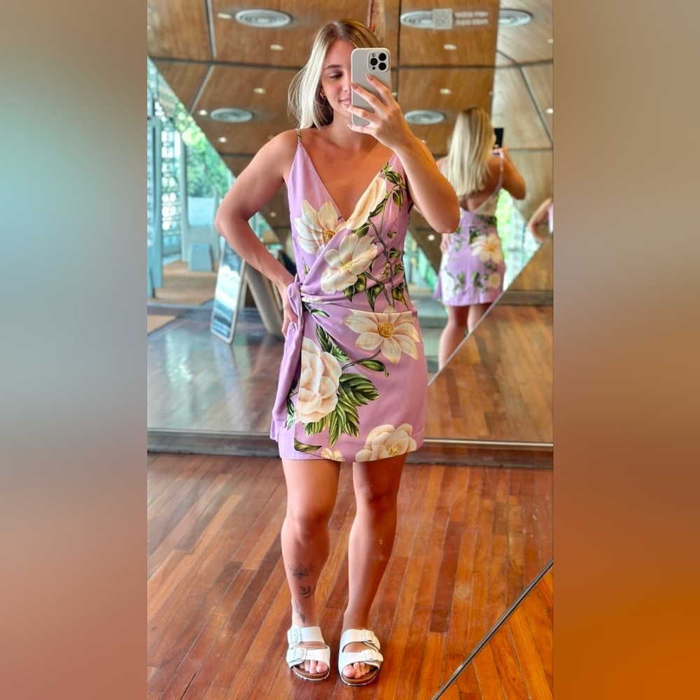 FARM Rio Lavender Floral Mini Dress